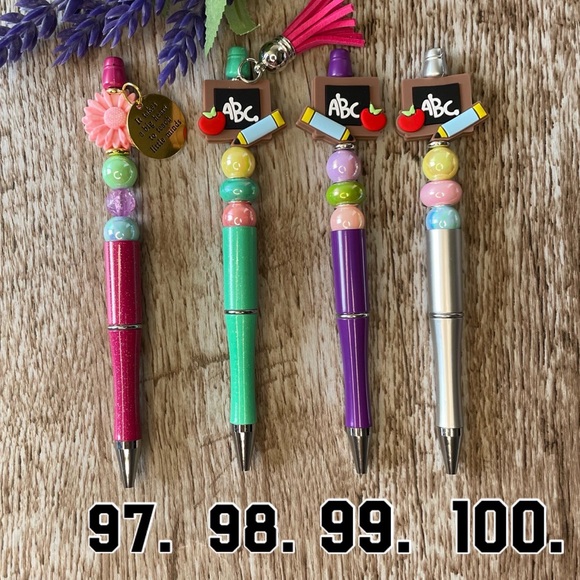 Hand Crafted Other - Writing Pen Teacher School Artisan Beaded Silicone Custom Handcrafted Office